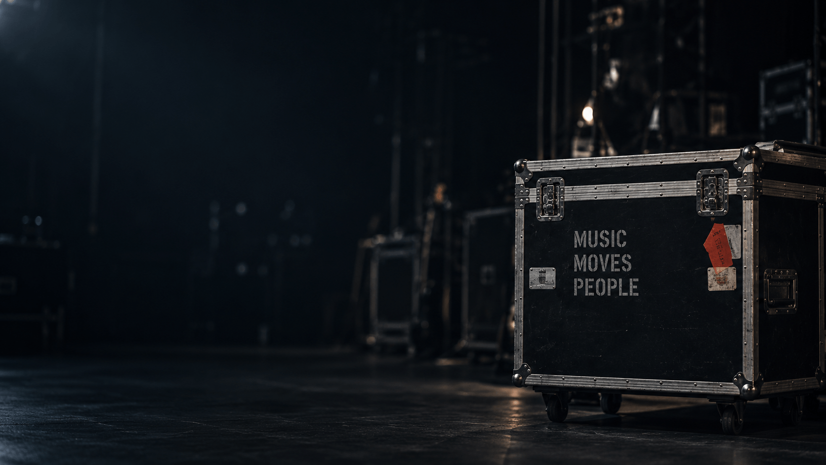A touring flight case backstage